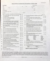 Sports physical and concussion acknowledgement forms.