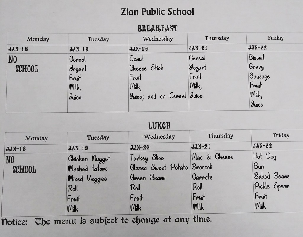 menu